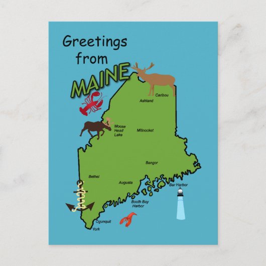 Carte Postale Salutations du Maine (Devant)