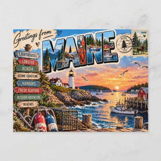 Carte Postale Salutations du Maine (Devant)