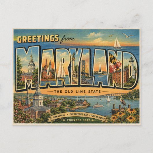 Carte Postale Salutations du Maryland (Devant)