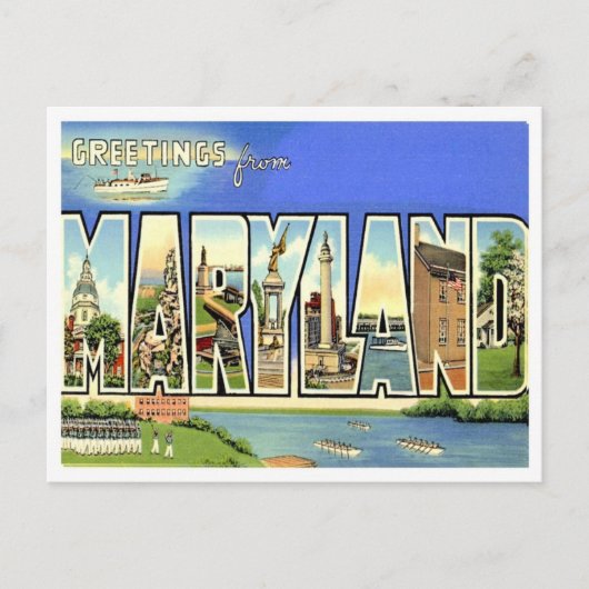Carte Postale Salutations du Maryland (Devant)