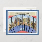 Carte Postale Salutations du Maryland Baltimore (Devant / Derrière)