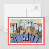 Carte Postale Salutations du Maryland Baltimore (Devant / Derrière)