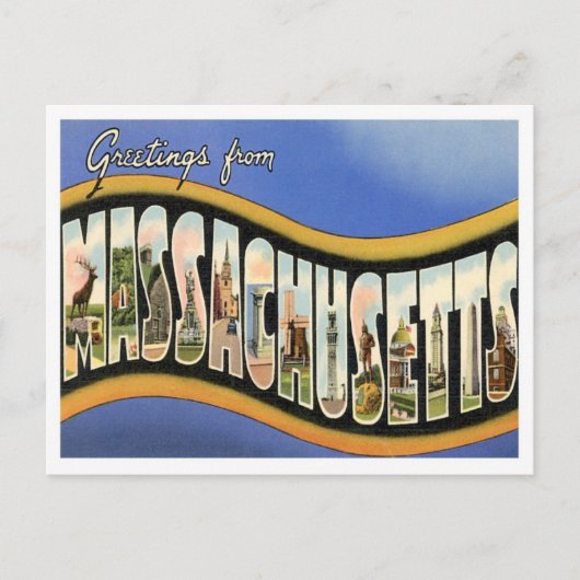 Carte Postale Salutations du Massachusetts (Devant)