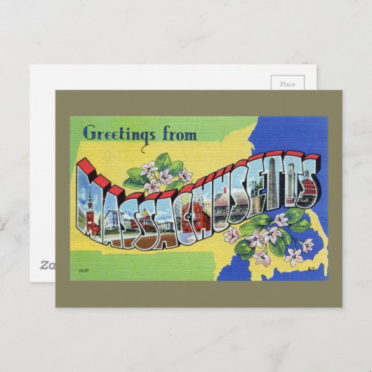 Carte Postale Salutations Du Massachusetts (Devant / Derrière)