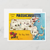 Carte Postale Salutations du Massachusetts, The Bay State Travel (Devant / Derrière)