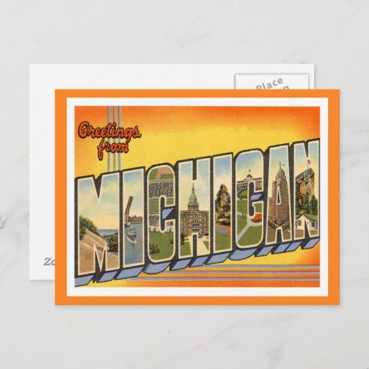 Carte Postale Salutations du Michigan (Devant / Derrière)