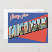 Carte Postale Salutations du Michigan Vintage (Devant / Derrière)