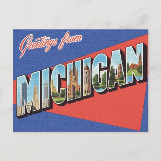 Carte Postale Salutations du Michigan Vintage (Devant)