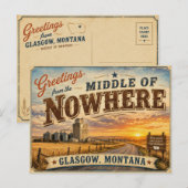 Carte Postale Salutations du milieu de nulle part Glasgow Mt. (Devant / Derrière)