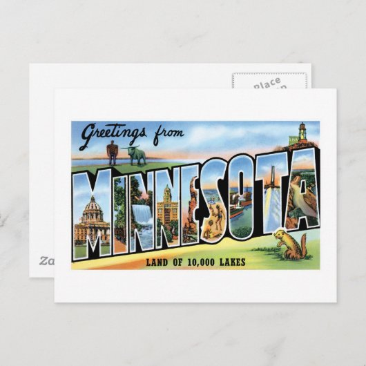 Carte Postale Salutations du Minnesota (Devant / Derrière)