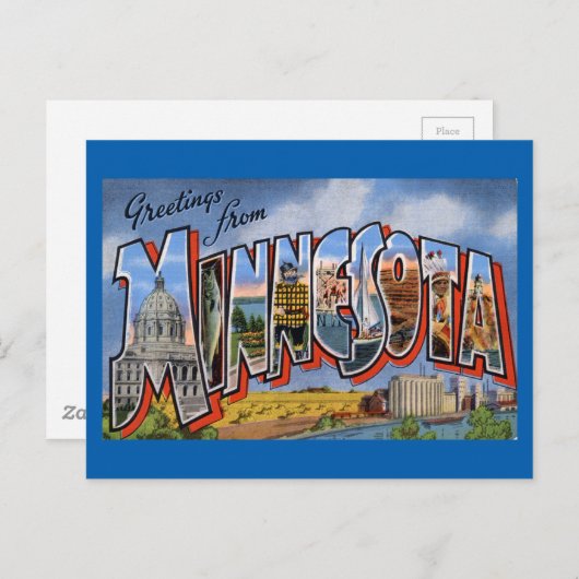 Carte Postale Salutations du Minnesota (Devant / Derrière)