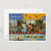 Carte Postale Salutations Du Minnesota Des États-Unis (Devant / Derrière)