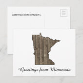 Carte Postale Salutations Du Minnesota Pays Bois Rustique (Devant / Derrière)