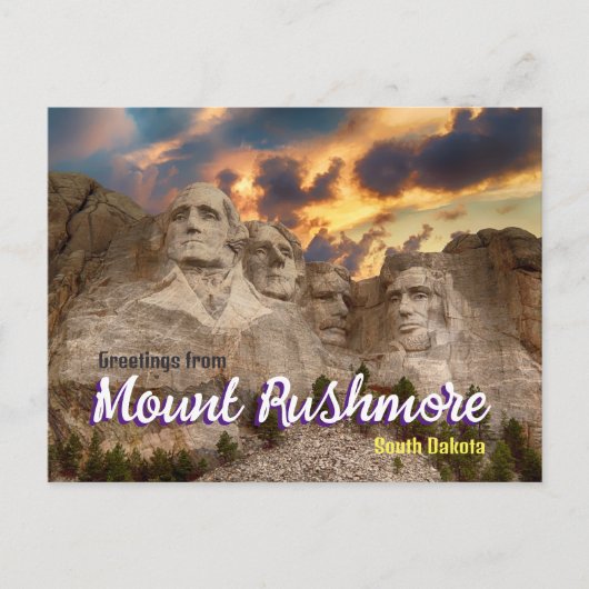 Carte Postale Salutations du Mont Rushmore Dakota du Sud (Devant)