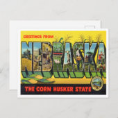 Carte Postale Salutations du Nebraska, l'état de Corn Nusker (Devant / Derrière)