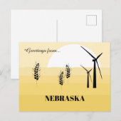 Carte Postale Salutations du Nebraska State Sunny Yellow Shades (Devant / Derrière)