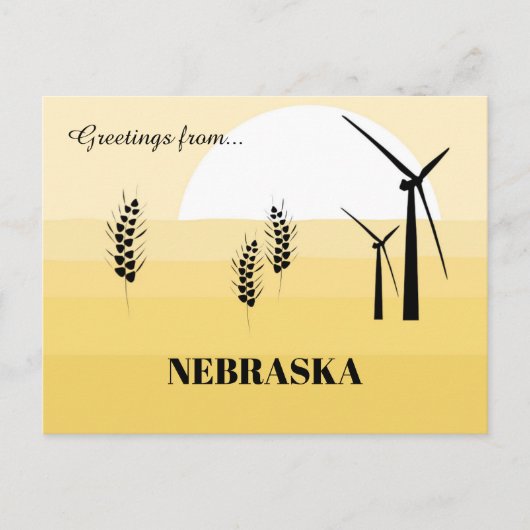 Carte Postale Salutations du Nebraska State Sunny Yellow Shades (Devant)