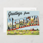 Carte Postale Salutations du Nebraska Vintage (Devant / Derrière)