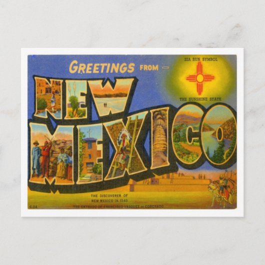 Carte Postale Salutations du Nouveau-Mexique (Devant)