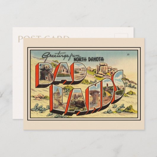Carte Postale Salutations du Parc national des Badlands, Dakota  (Devant / Derrière)