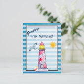 Carte Postale Salutations Du Phare De Nantuckets (Debout devant)