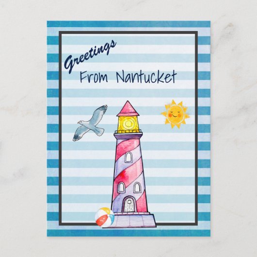 Carte Postale Salutations Du Phare De Nantuckets (Devant)