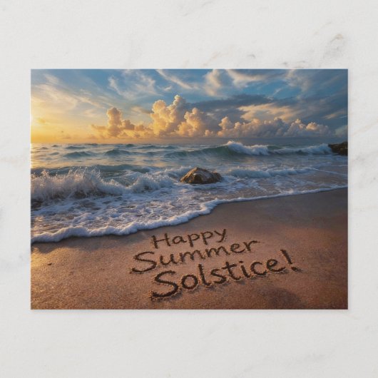 Carte Postale Salutations du solstice d'été Plage d'écriture (Devant)