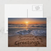 Carte Postale Salutations du solstice d'été Plage Écriture Océan (Devant / Derrière)
