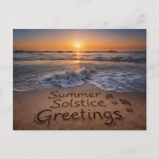 Carte Postale Salutations du solstice d'été Plage Écriture Océan (Devant)