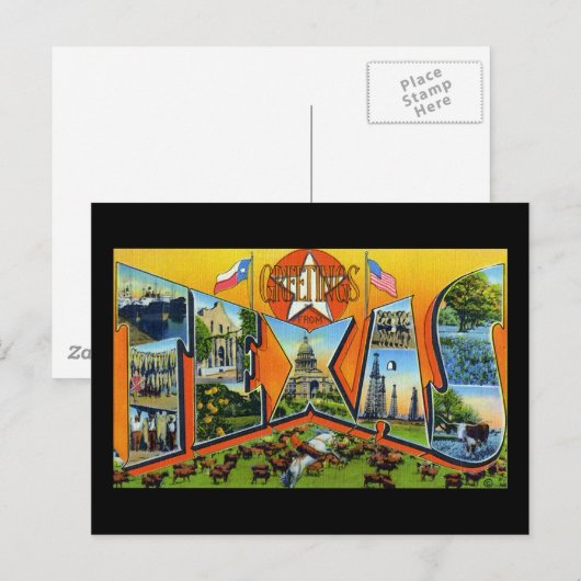 Carte Postale Salutations du Texas (Devant / Derrière)