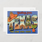 Carte Postale Salutations du Texas, The Lone Star State Travel (Devant / Derrière)