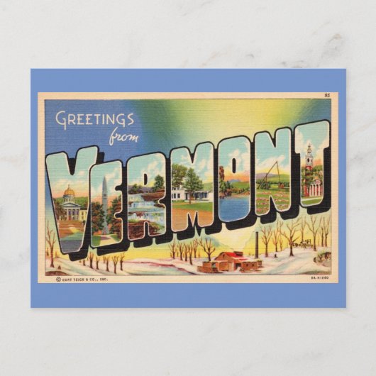 Carte Postale Salutations du Vermont (Devant)