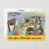 Carte Postale Salutations du Vermont (Devant / Derrière)