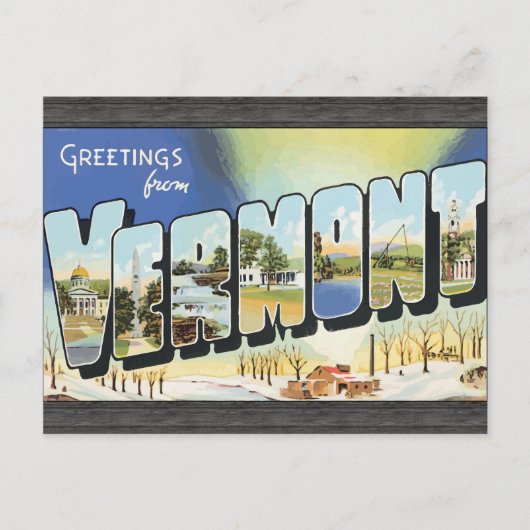 Carte Postale Salutations Du Vermont, Vintage (Devant)