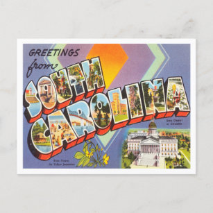 Carte Postale Salutations du Vintage voyage de Caroline du Sud