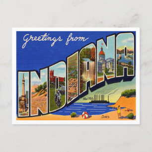 Carte Postale Salutations du Vintage voyage de l'Indiana