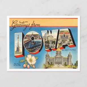 Carte Postale Salutations du Vintage voyage de l'Iowa