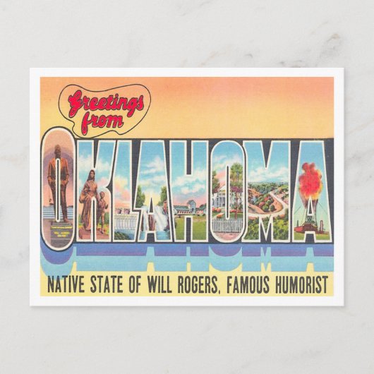 Carte Postale Salutations du Vintage voyage de l'Oklahoma (Devant)