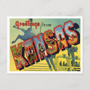 Carte Postale Salutations du Vintage voyage du Kansas