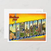 Carte Postale Salutations du Vintage voyage du Michigan (Devant / Derrière)