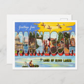 Carte Postale Salutations du Vintage voyage du Minnesota (Devant / Derrière)