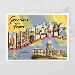Carte Postale Salutations du Vintage voyage du Minnesota