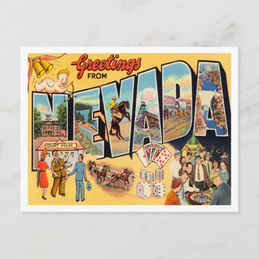 Carte Postale Salutations du Vintage voyage du Nevada (Devant)