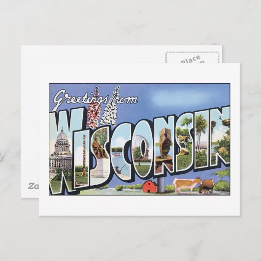 Carte Postale Salutations du Wisconsin (Devant / Derrière)