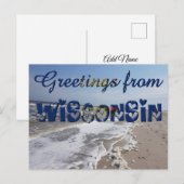Carte Postale Salutations du Wisconsin State Flag USA Heart (Devant / Derrière)