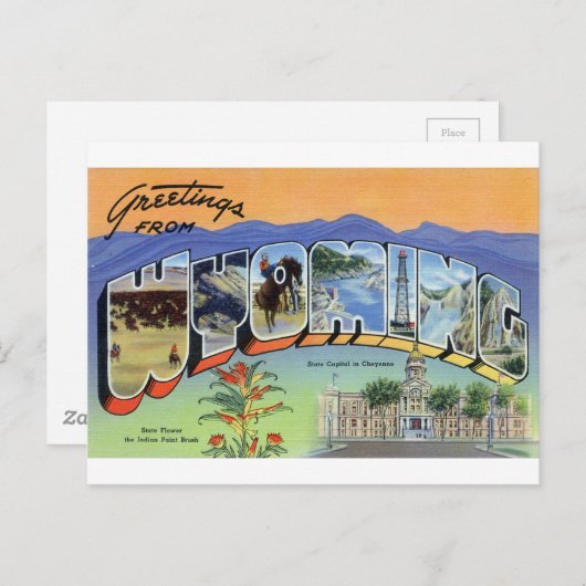 Carte Postale Salutations du Wyoming (Devant / Derrière)