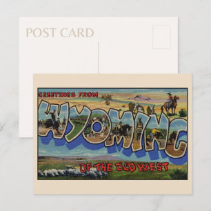 Carte Postale Salutations du Wyoming Grande Lettre Vintage