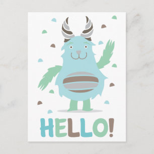 Carte Postale Salutations d'un monstre bleu amical