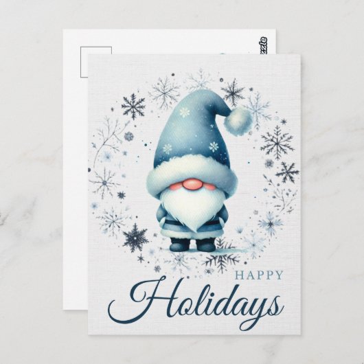 Carte Postale Salutations Festive Gnome (Devant / Derrière)