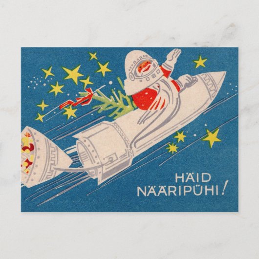 Carte Postale Salutations festives de Santa Rocket (Devant)